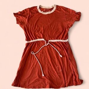 Big Bud Press Orange T-Shirt Dress with White Trim